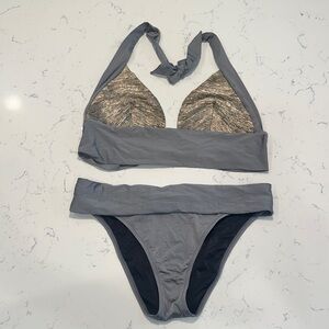 La Perla Gray Bikini with Gold Metallic Accents